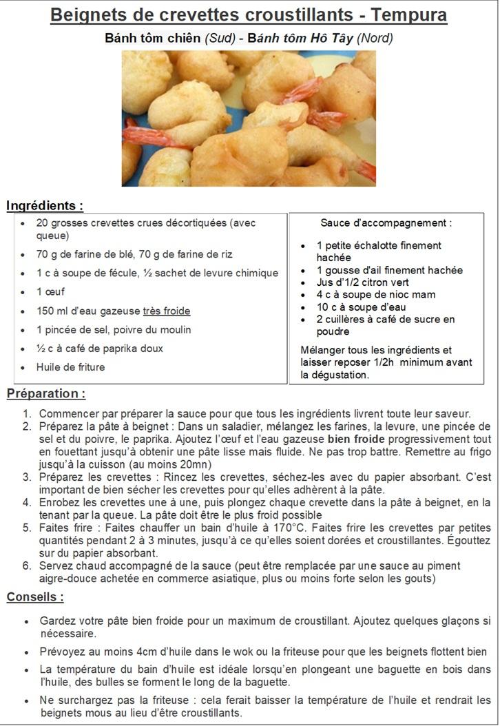 Beignets de crevette croustillants tempura
